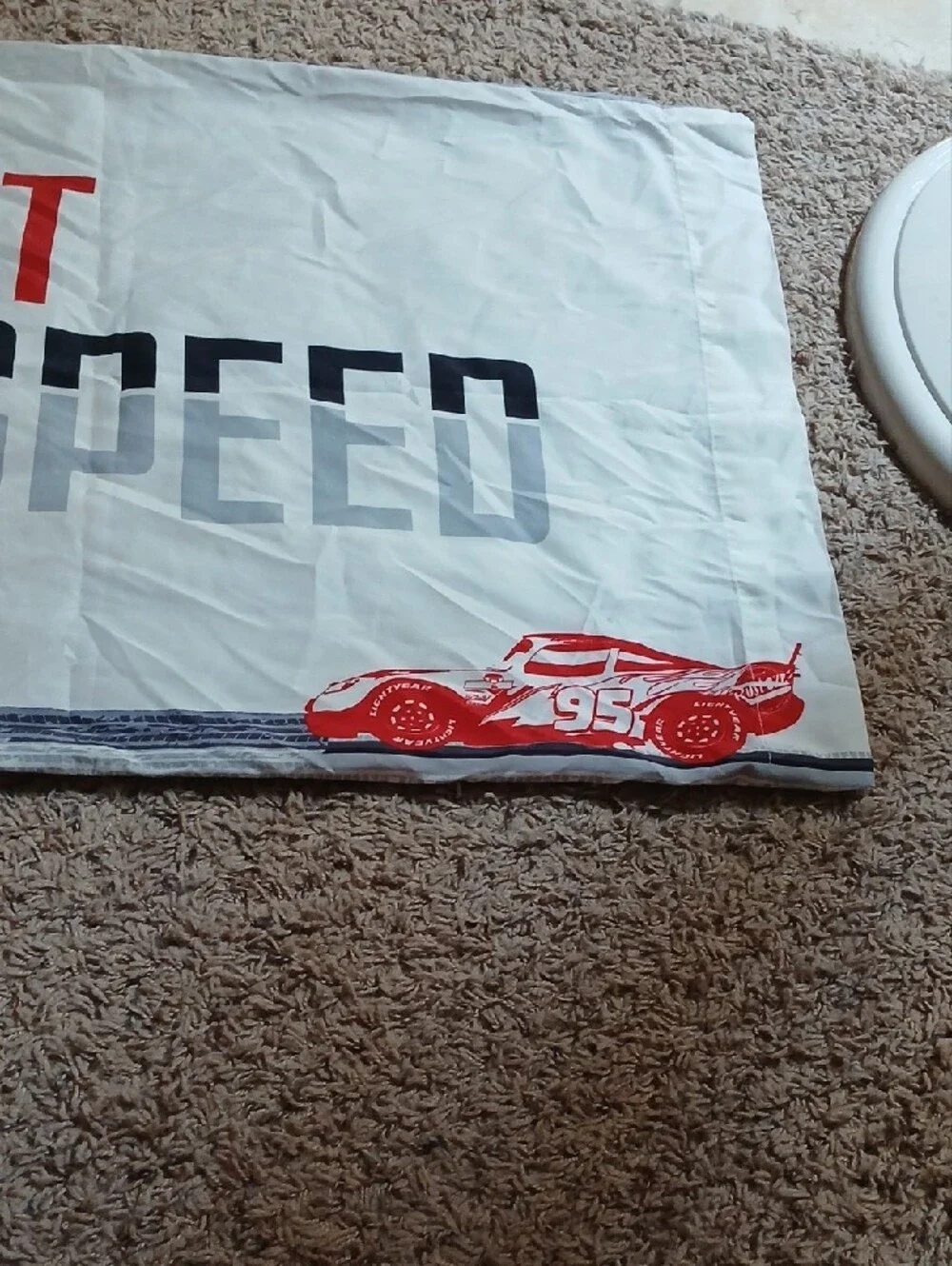Disney White Pillowcase with Red & Black 'Built 4 Speed' Graphic